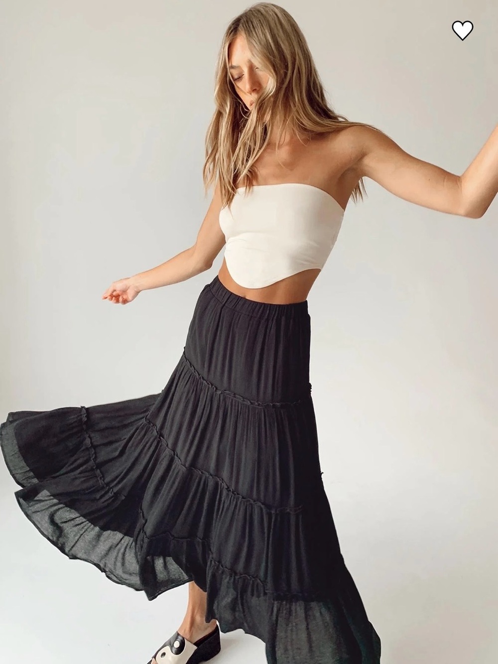 Princess Polly Black Tiered Maxi Skirt